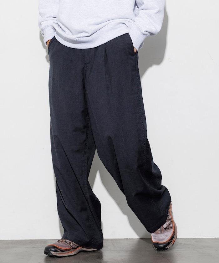 水洗100%羊毛寬鬆版型西裝褲