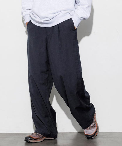 水洗100%羊毛寬鬆版型西裝褲