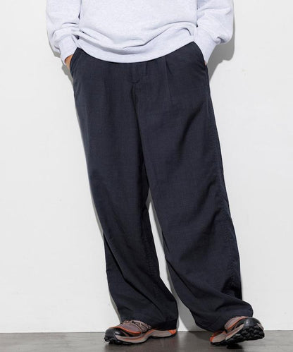 水洗100%羊毛寬鬆版型西裝褲