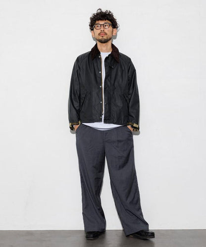 水洗100%羊毛寬鬆版型西裝褲