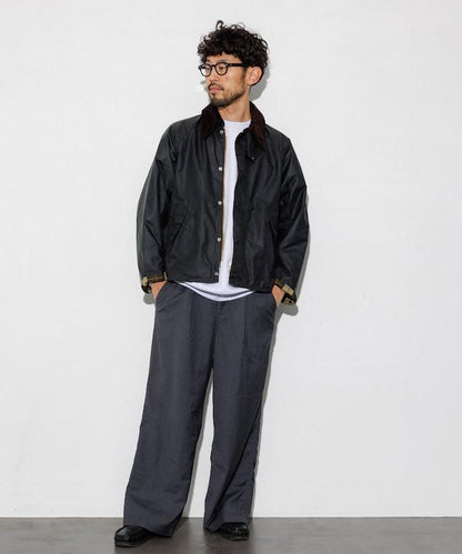 水洗100%羊毛寬鬆版型西裝褲