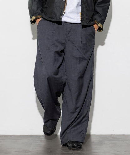 水洗100%羊毛寬鬆版型西裝褲