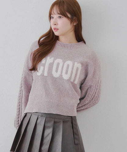 天鵝絨毛線標誌針織衫