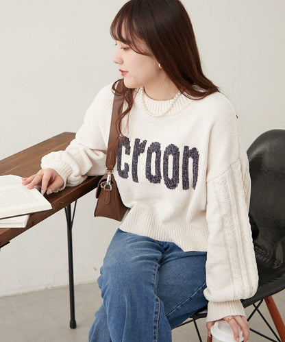 天鵝絨毛線標誌針織衫