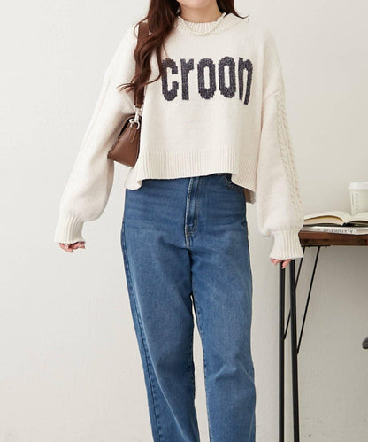 天鵝絨毛線標誌針織衫