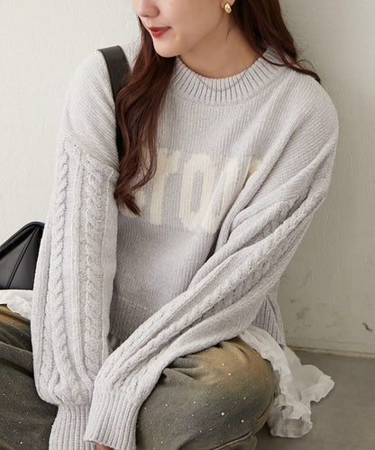 天鵝絨毛線標誌針織衫