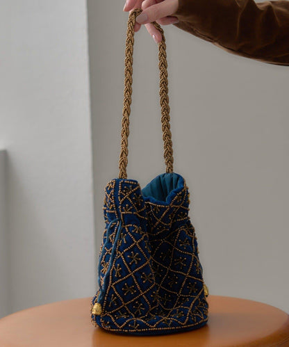 【aguni】天鵝絨珠飾刺繡包