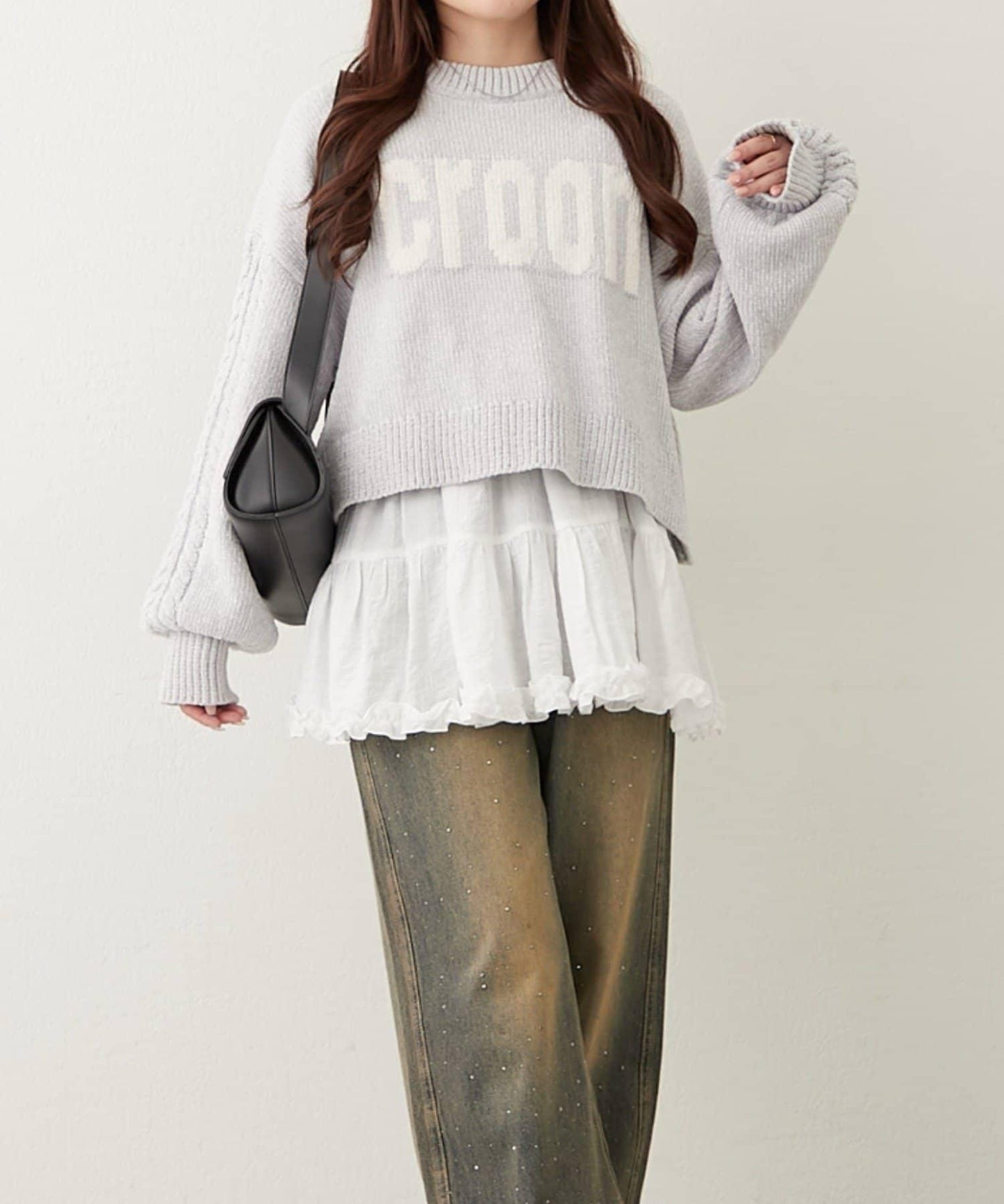 天鵝絨毛線標誌針織衫