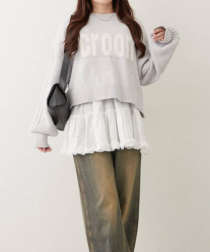 天鵝絨毛線標誌針織衫