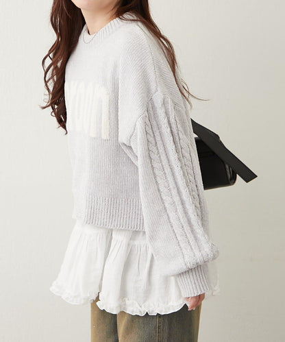 天鵝絨毛線標誌針織衫