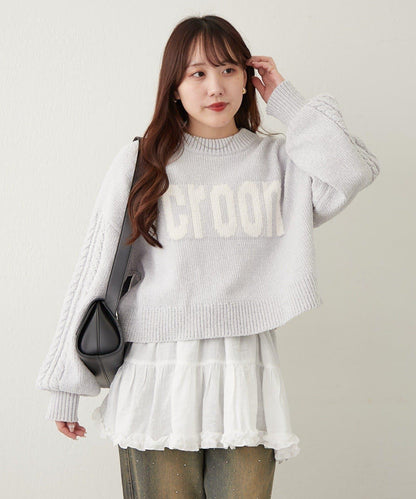 天鵝絨毛線標誌針織衫