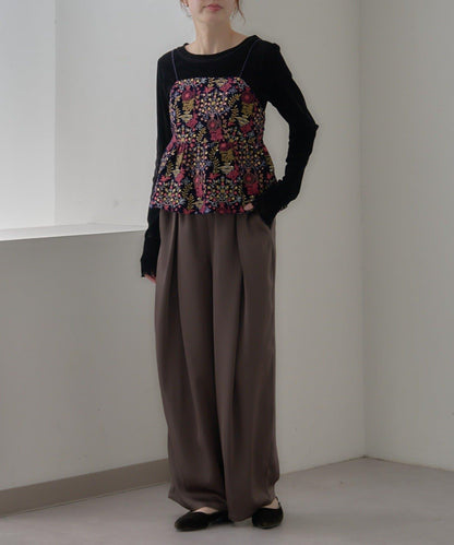 【aguni】天鵝絨刺繡吊帶背心
