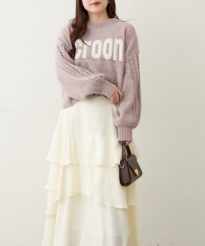 天鵝絨毛線標誌針織衫