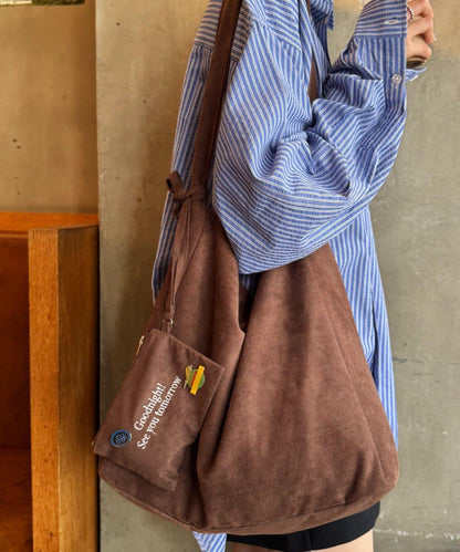 【UNISEX】附化妝包麂皮單肩包