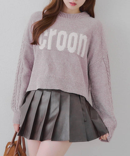 天鵝絨毛線標誌針織衫