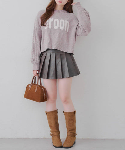 天鵝絨毛線標誌針織衫