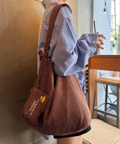 【UNISEX】附化妝包麂皮單肩包