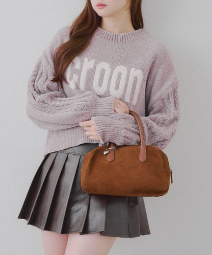 天鵝絨毛線標誌針織衫