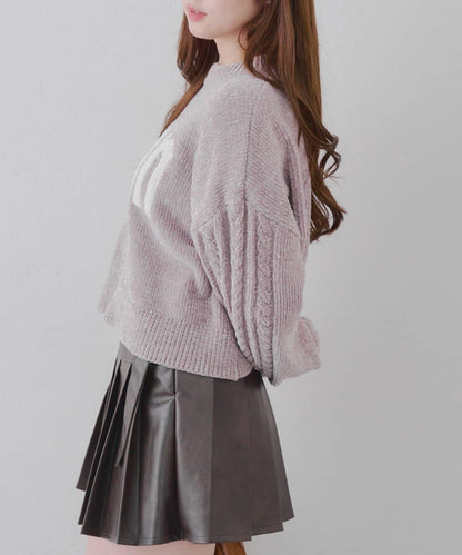 天鵝絨毛線標誌針織衫