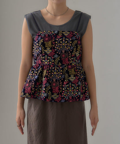 【aguni】天鵝絨刺繡吊帶背心