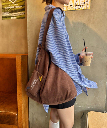 【UNISEX】附化妝包麂皮單肩包