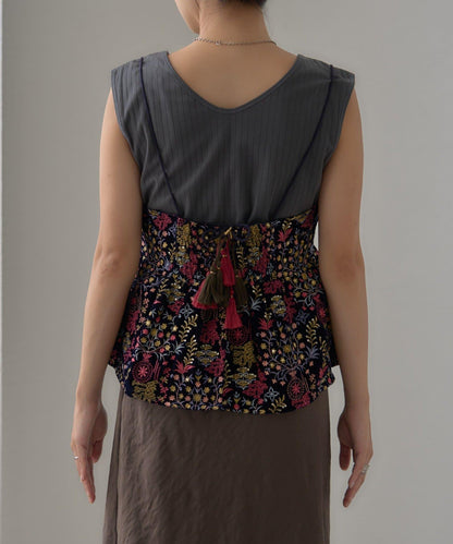 【aguni】天鵝絨刺繡吊帶背心