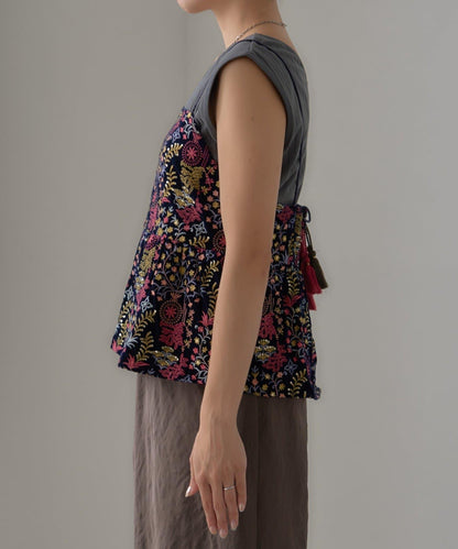 【aguni】天鵝絨刺繡吊帶背心