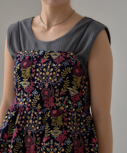 【aguni】天鵝絨刺繡吊帶背心