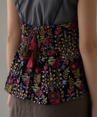 【aguni】天鵝絨刺繡吊帶背心