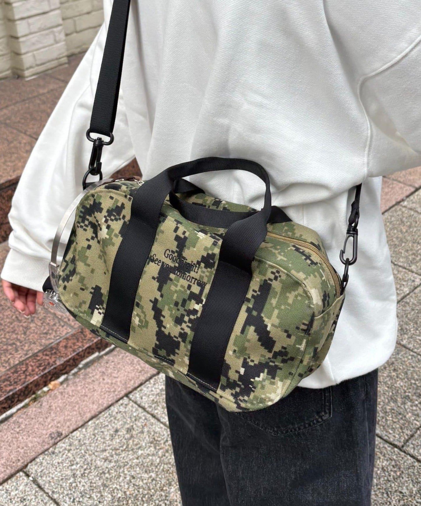 【UNISEX】尼龍拼色迷你波士頓包