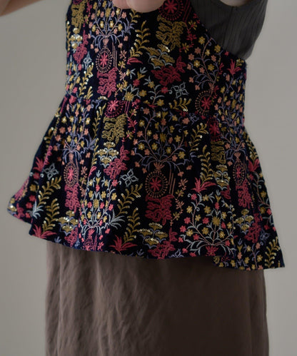 【aguni】天鵝絨刺繡吊帶背心