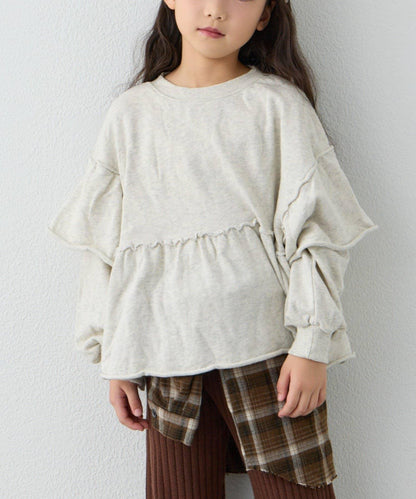 【KIDS】水洗工藝荷葉邊衛衣