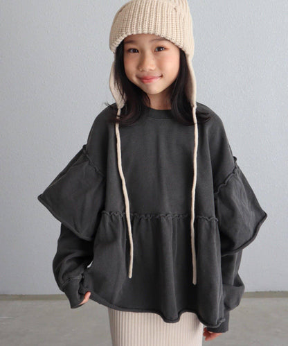 【KIDS】水洗工藝荷葉邊衛衣