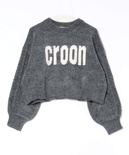 天鵝絨毛線標誌針織衫