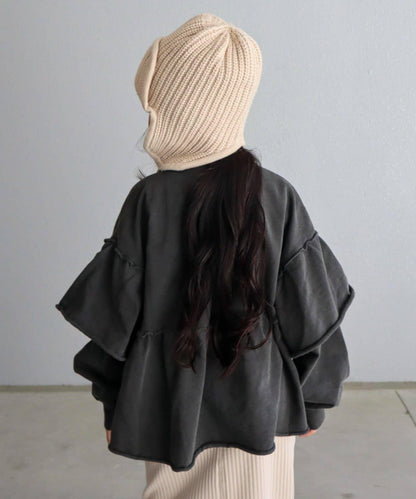 【KIDS】水洗工藝荷葉邊衛衣