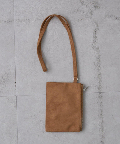 【UNISEX】附化妝包麂皮單肩包