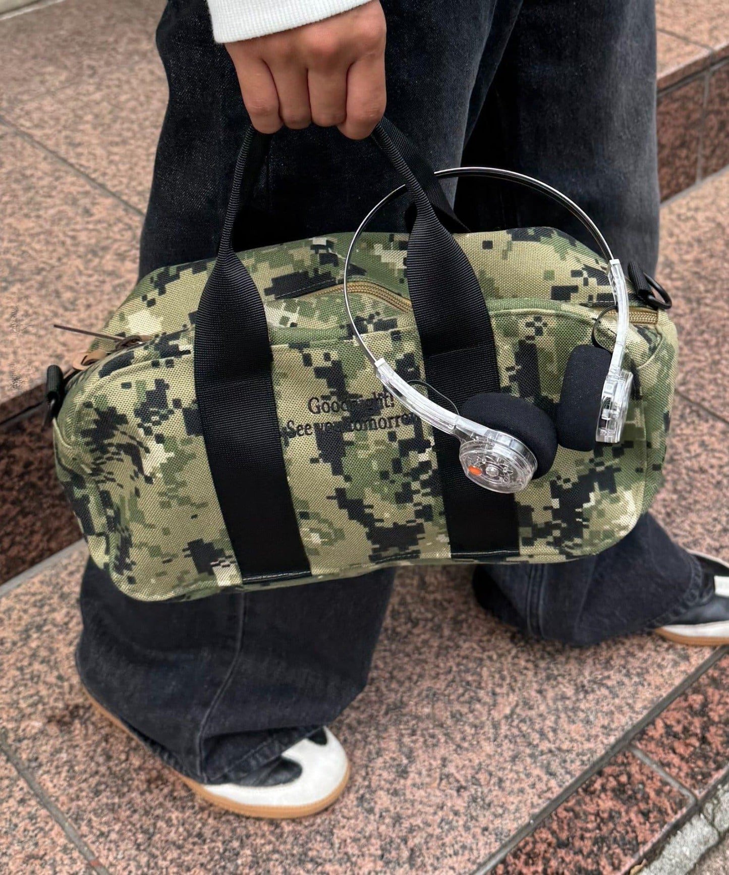 【UNISEX】尼龍拼色迷你波士頓包