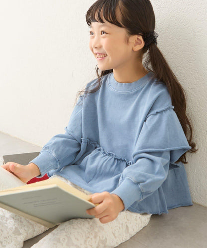 【KIDS】水洗工藝荷葉邊衛衣