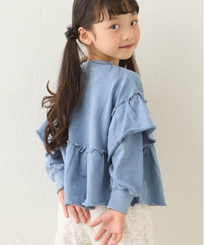 【KIDS】水洗工藝荷葉邊衛衣