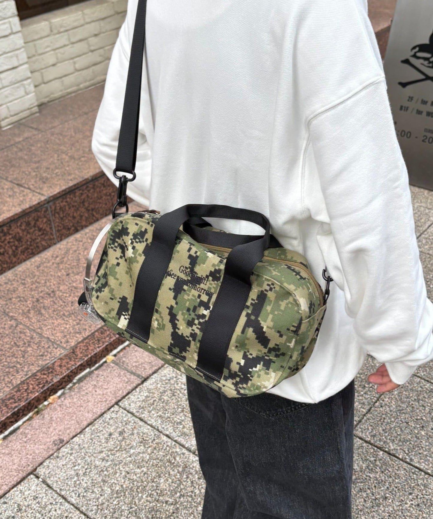 【UNISEX】尼龍拼色迷你波士頓包
