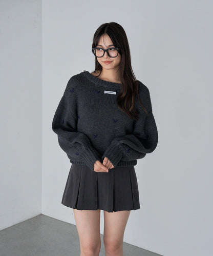 拉鍊式愛心圖案短款開衫