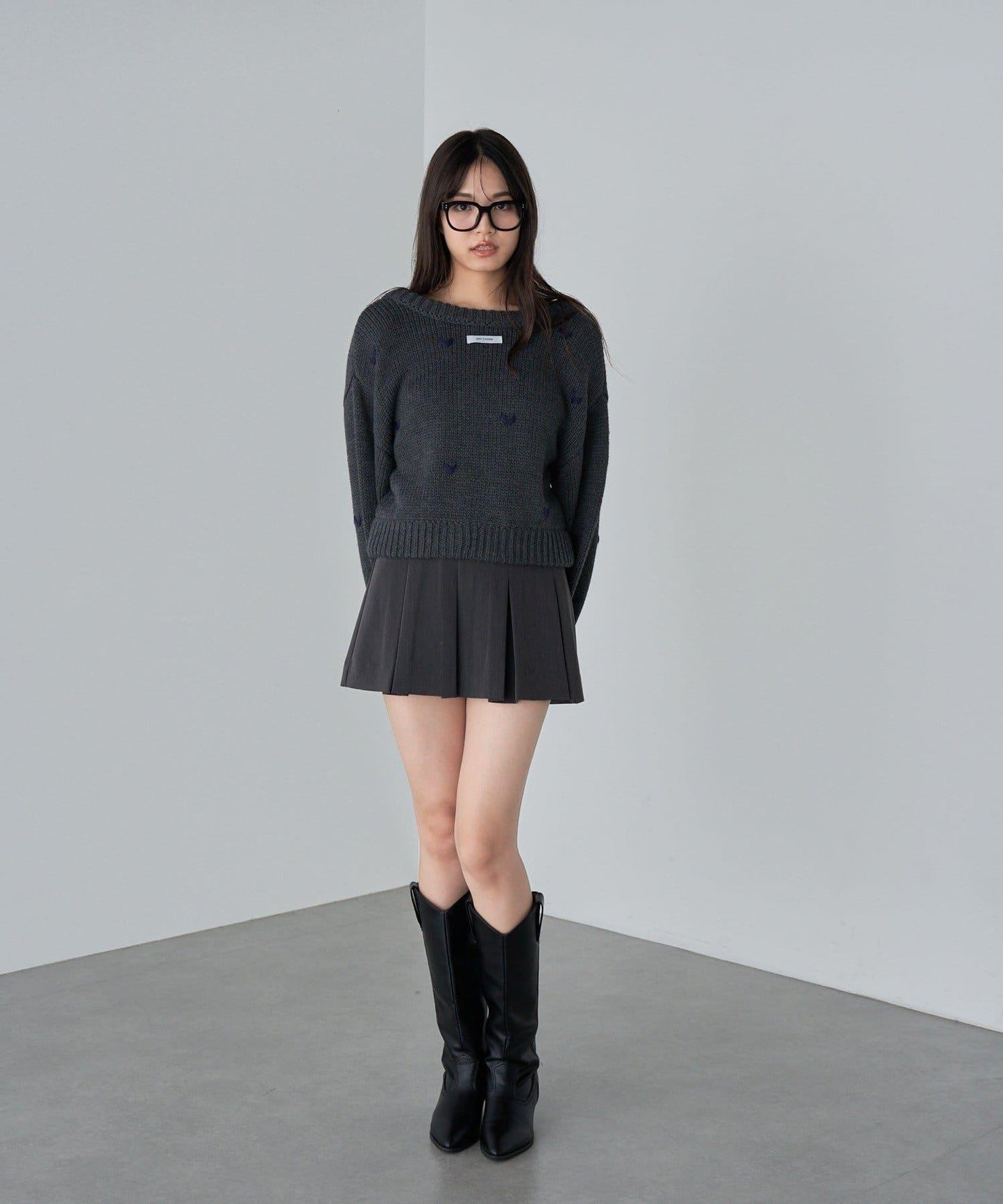 拉鍊式愛心圖案短款開衫