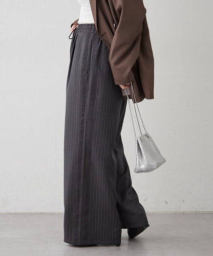 【NUNIFE】細條紋休閒褲