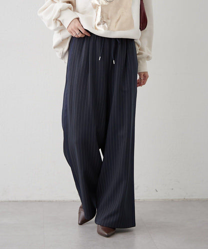 【NUNIFE】細條紋休閒褲