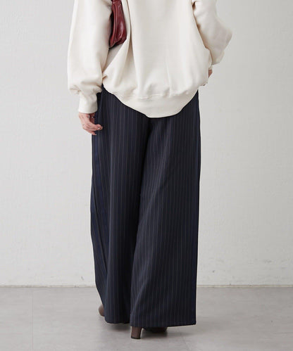 【NUNIFE】細條紋休閒褲