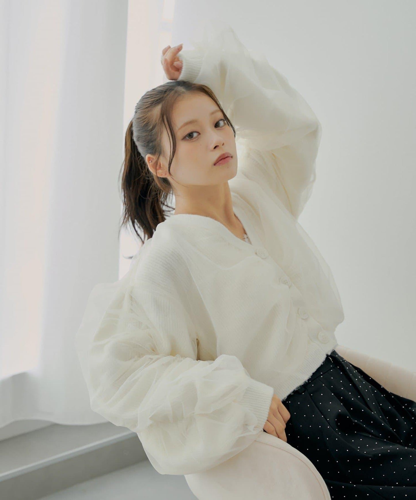 【SALON by Chico】網紗疊層蓬鬆針織衫