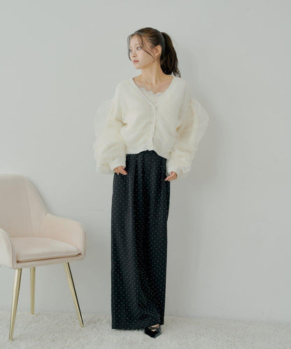 【Chico】網紗層疊蓬鬆針織衫