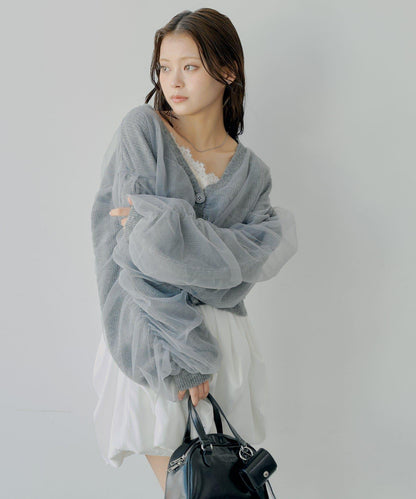 【Chico】網紗層疊蓬鬆針織衫