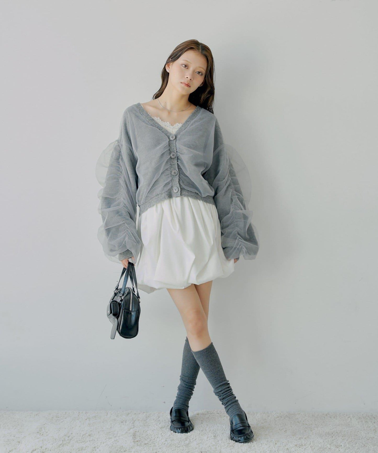 【Chico】網紗層疊蓬鬆針織衫