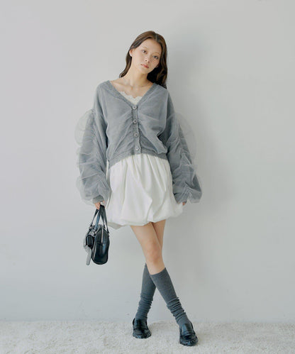 【Chico】網紗層疊蓬鬆針織衫